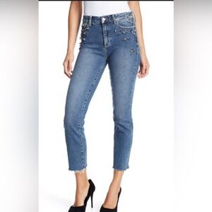 Paige Jacqueline High Waist Ankle Straight Jeans naveen Embellished size 26
